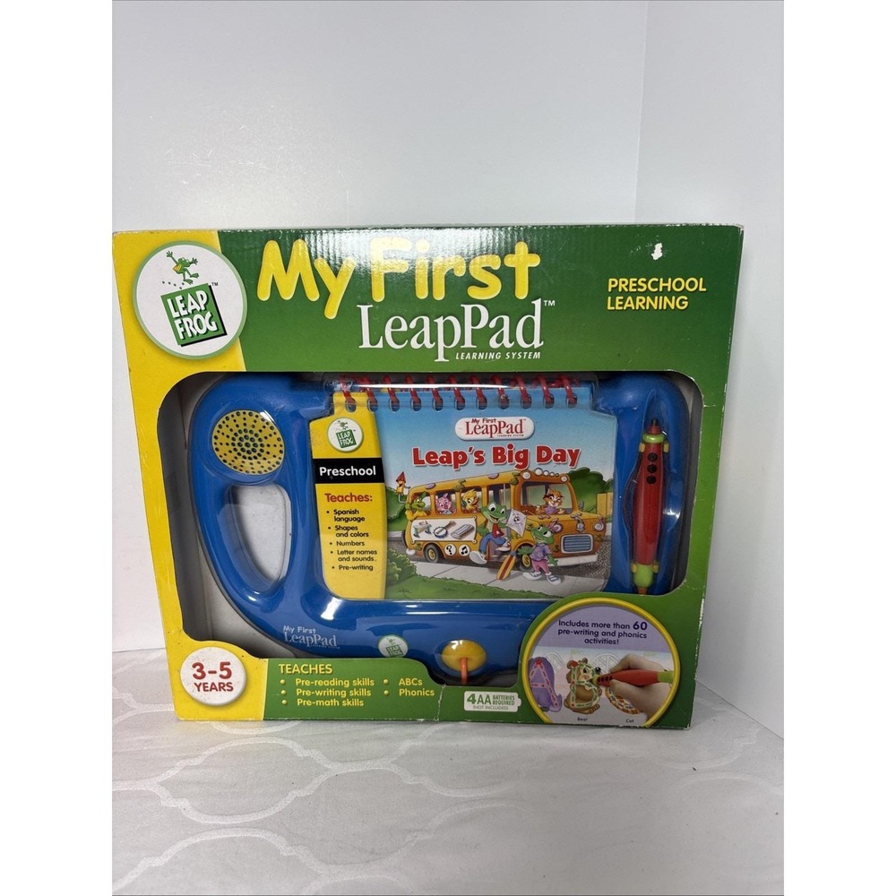 New My First LeapPad Learning System 20006 Leap's First Day Book Blue in Box